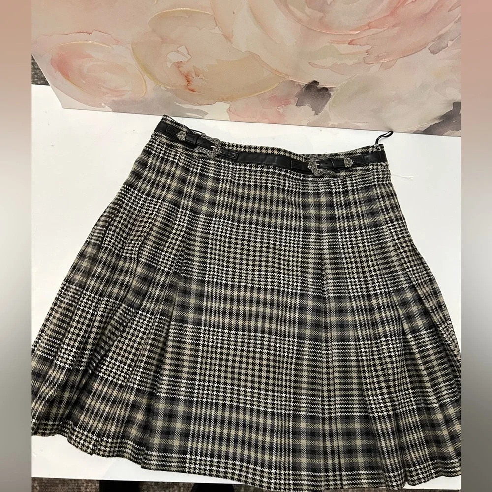 The Kooples Black and White Plaid Skirt